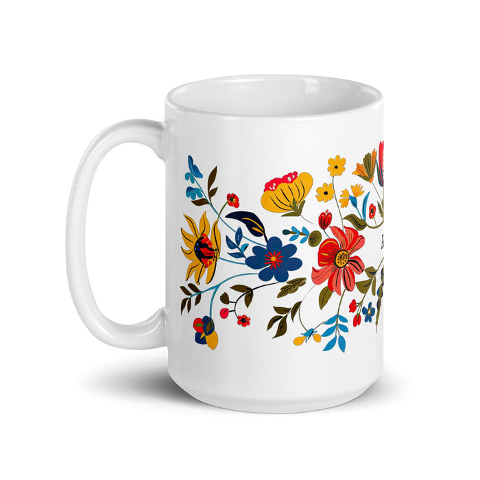 Abril Exclusive Name Art Piece Home Office Work Coffee Mug Mexican Spanish Pride Gift Cup One - Of - A - Kind Calligraphy White Glossy Mug | A5 - Mexicada