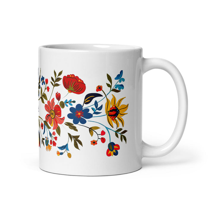 Abril Exclusive Name Art Piece Home Office Work Coffee Mug Mexican Spanish Pride Gift Cup One - Of - A - Kind Calligraphy White Glossy Mug | A5 - Mexicada