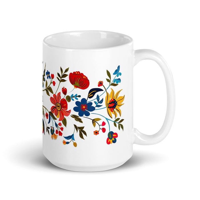 Abril Exclusive Name Art Piece Home Office Work Coffee Mug Mexican Spanish Pride Gift Cup One - Of - A - Kind Calligraphy White Glossy Mug | A5 - Mexicada