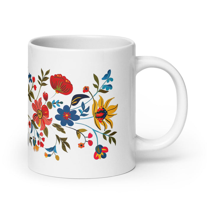 Abril Exclusive Name Art Piece Home Office Work Coffee Mug Mexican Spanish Pride Gift Cup One-Of-A-Kind Calligraphy White Glossy Mug | A5 Mexicada 20 oz