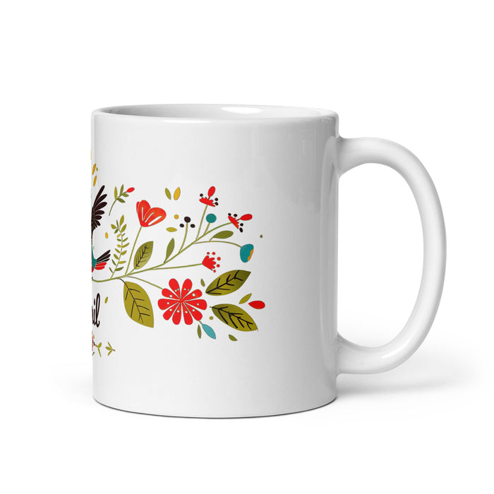 Abril Exclusive Name Art Piece Home Office Work Coffee Mug Mexican Spanish Pride Gift Cup One - Of - A - Kind Calligraphy White Glossy Mug | A6 - Mexicada