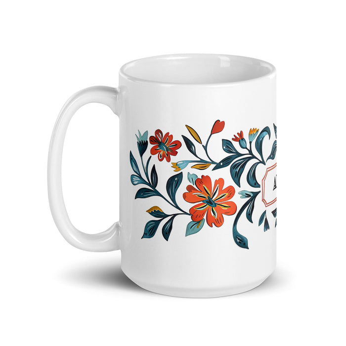 Abril Exclusive Name Art Piece Home Office Work Coffee Mug Mexican Spanish Pride Gift Cup One - Of - A - Kind Calligraphy White Glossy Mug | A7 - Mexicada