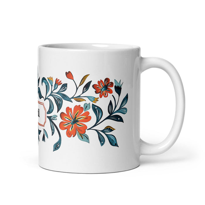 Abril Exclusive Name Art Piece Home Office Work Coffee Mug Mexican Spanish Pride Gift Cup One - Of - A - Kind Calligraphy White Glossy Mug | A7 - Mexicada