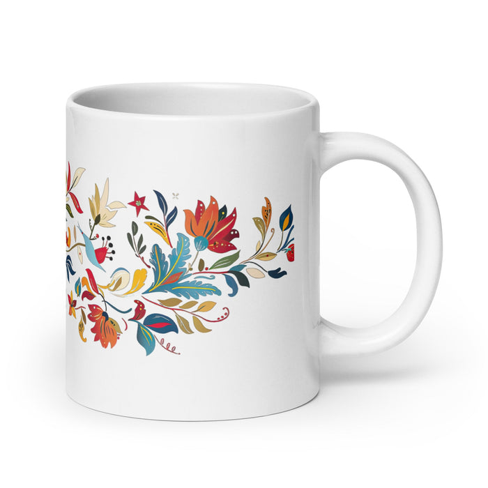 Abril Exclusive Name Art Piece Home Office Work Coffee Mug Mexican Spanish Pride Gift Cup One - Of - A - Kind Calligraphy White Glossy Mug | A8 - Mexicada