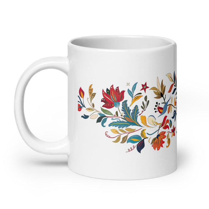 Abril Exclusive Name Art Piece Home Office Work Coffee Mug Mexican Spanish Pride Gift Cup One - Of - A - Kind Calligraphy White Glossy Mug | A8 - Mexicada