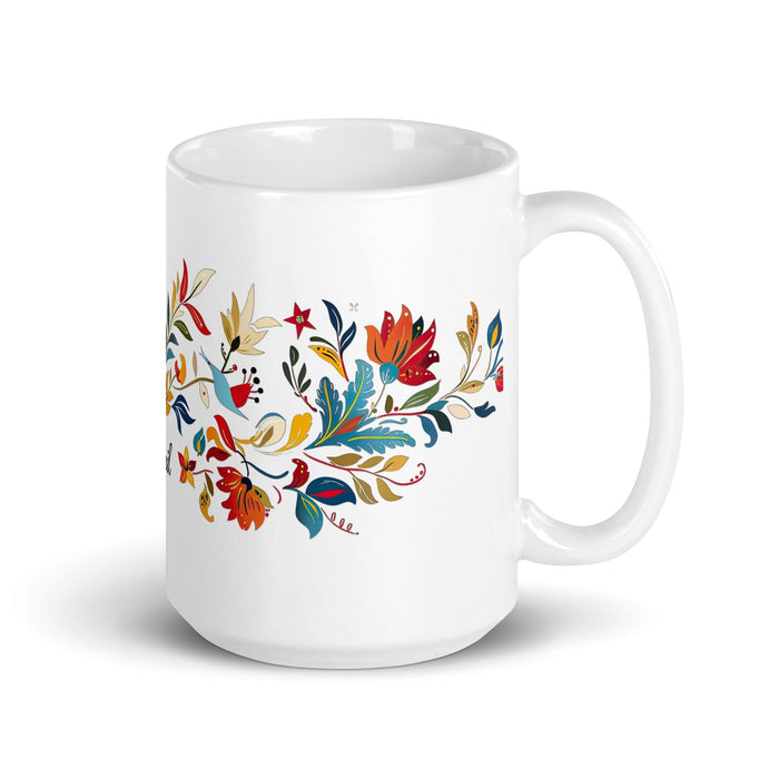 Abril Exclusive Name Art Piece Home Office Work Coffee Mug Mexican Spanish Pride Gift Cup One-Of-A-Kind Calligraphy White Glossy Mug | A8 Mexicada 15 oz