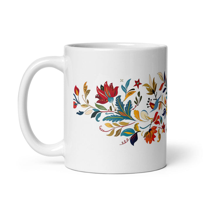 Abril Exclusive Name Art Piece Home Office Work Coffee Mug Mexican Spanish Pride Gift Cup One-Of-A-Kind Calligraphy White Glossy Mug | A8 Mexicada