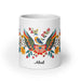 Abril Exclusive Name Art Piece Home Office Work Coffee Mug Mexican Spanish Pride Gift Cup One - Of - A - Kind Calligraphy White Glossy Mug | A9 - Mexicada