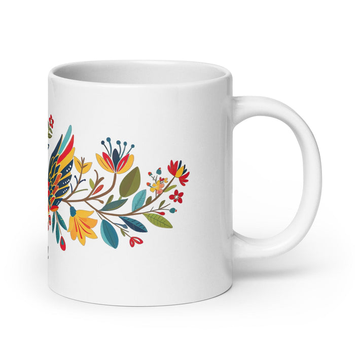 Abril Exclusive Name Art Piece Home Office Work Coffee Mug Mexican Spanish Pride Gift Cup One-Of-A-Kind Calligraphy White Glossy Mug | A9 Mexicada 20 oz