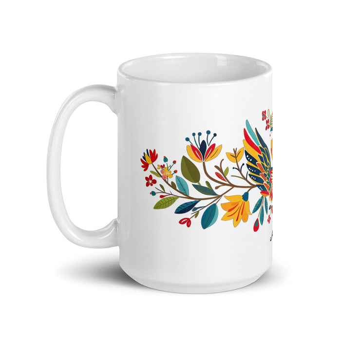 Abril Exclusive Name Art Piece Home Office Work Coffee Mug Mexican Spanish Pride Gift Cup One-Of-A-Kind Calligraphy White Glossy Mug | A9 Mexicada