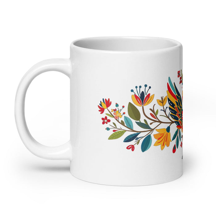 Abril Exclusive Name Art Piece Home Office Work Coffee Mug Mexican Spanish Pride Gift Cup One-Of-A-Kind Calligraphy White Glossy Mug | A9 Mexicada