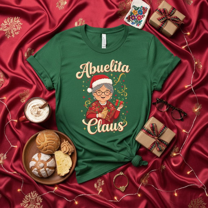 Abuelita Claus Christmas T-Shirt, Funny Spanish Grandma Santa Tee, Latinx Holiday Shirt Gift for Abuela, Cute Festive Hispanic Grandmother Apparel Mexicada