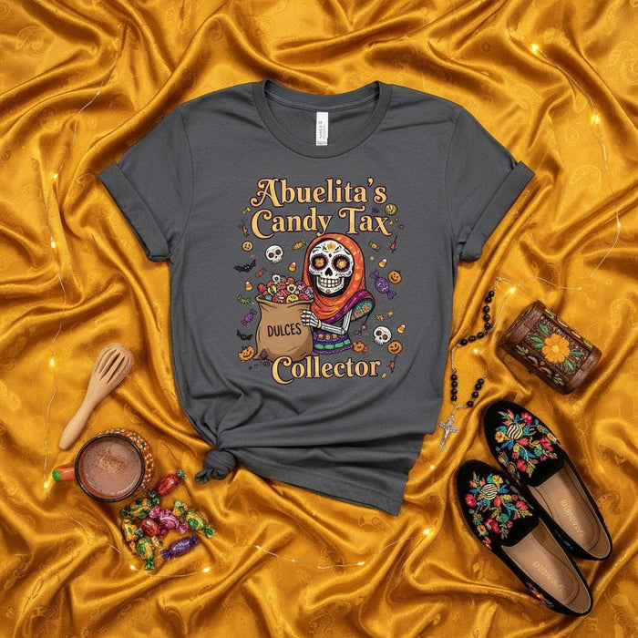 Abuelita's Candy Tax Collector Day of the Dead Sugar Skull T-Shirt, Funny Calavera Mexican Holiday Dulces Halloween Tee, Dia de los Muertos Grandma Gift for Abuela Mexicada