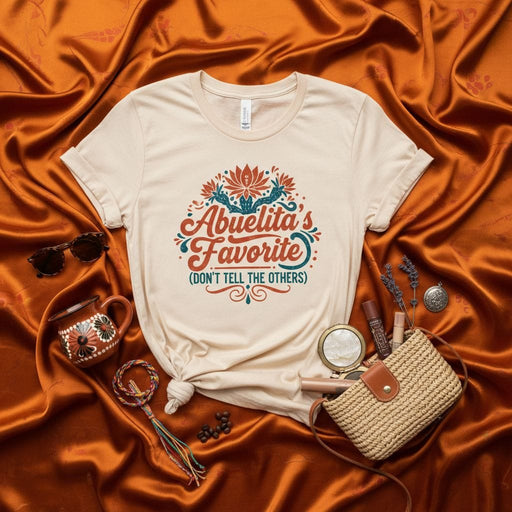 Abuelita's Favorite (Don't Tell The Others) Shirt, Funny Spanish Grandma Grandchild Gift Tee, Cute Floral Hispanic Heritage T-Shirt, Mother's Day Family Novelty Top Mexicada