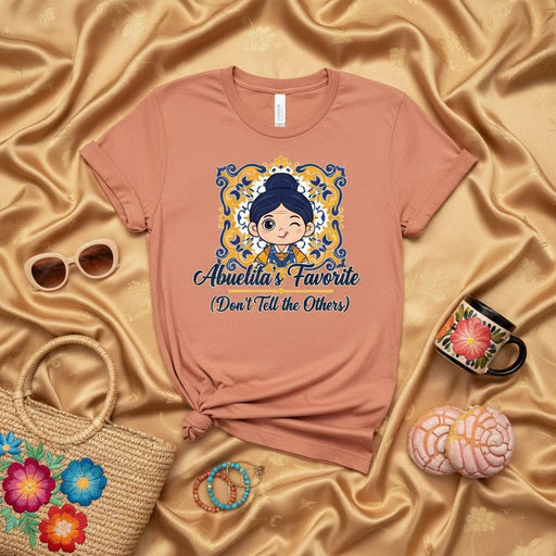 Abuelita's Favorite (Don't Tell the Others) T-Shirt: Cute Latina Grandma Design Tee, Spanish Heritage Funny Gift for Granddaughter or Grandson, Mexican Abuela Graphic Shirt Mexicada