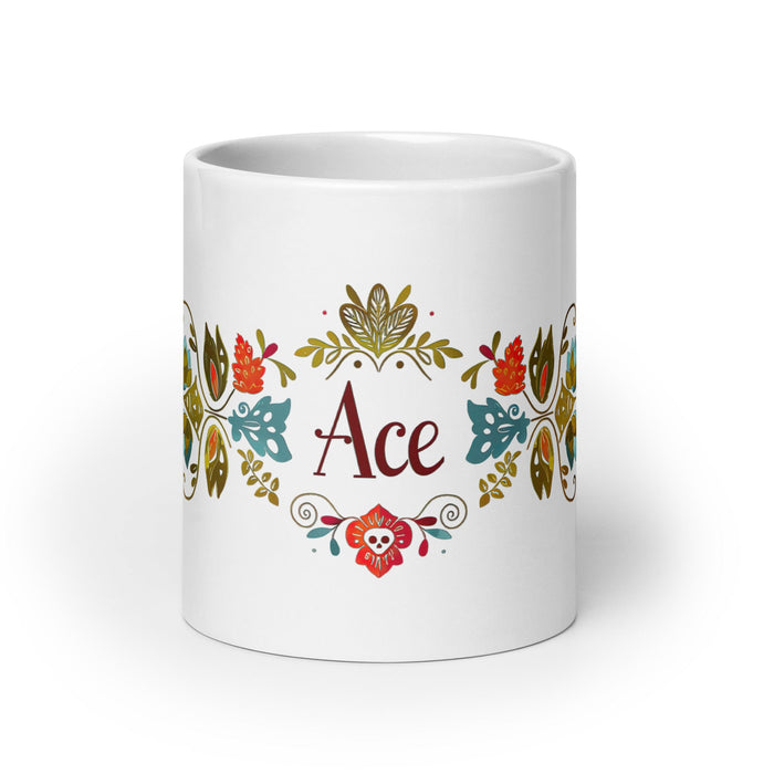 Ace Exclusive Name Art Piece Home Office Work Coffee Mug Mexican Spanish Pride Gift Cup One - Of - A - Kind Calligraphy White Glossy Mug | A10 - Mexicada