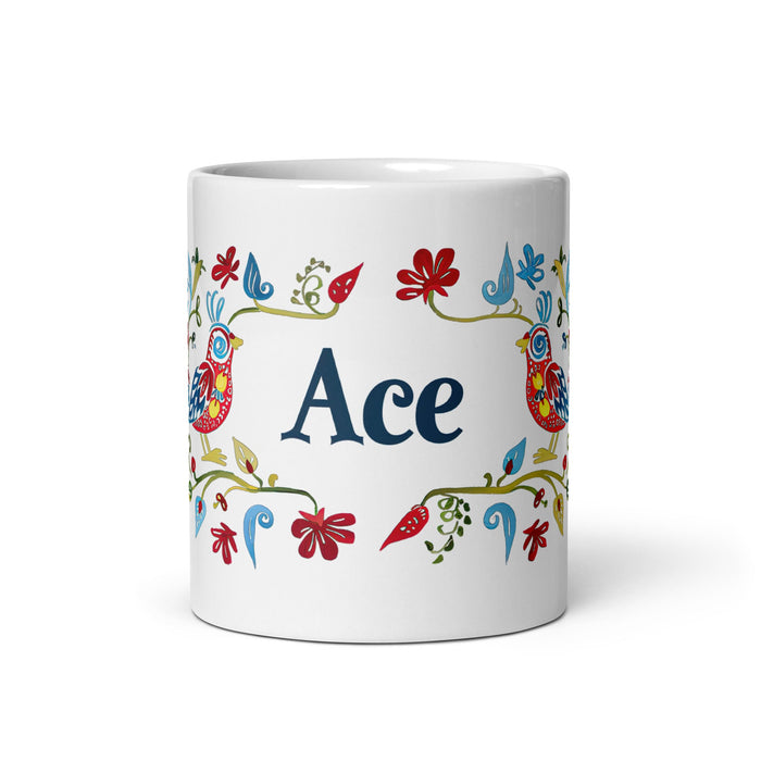 Ace Exclusive Name Art Piece Home Office Work Coffee Mug Mexican Spanish Pride Gift Cup One - Of - A - Kind Calligraphy White Glossy Mug | A11 - Mexicada