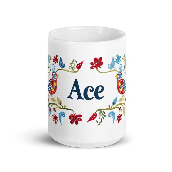 Ace Exclusive Name Art Piece Home Office Work Coffee Mug Mexican Spanish Pride Gift Cup One - Of - A - Kind Calligraphy White Glossy Mug | A11 - Mexicada