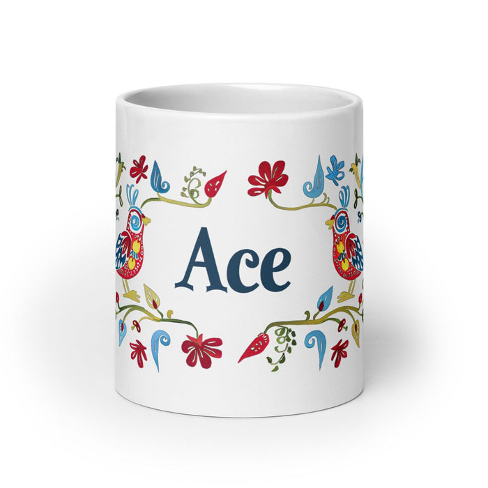 Ace Exclusive Name Art Piece Home Office Work Coffee Mug Mexican Spanish Pride Gift Cup One-Of-A-Kind Calligraphy White Glossy Mug | A11 Mexicada