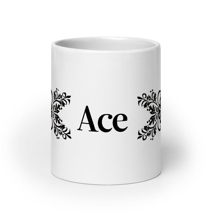 Ace Exclusive Name Art Piece Home Office Work Coffee Mug Mexican Spanish Pride Gift Cup One - Of - A - Kind Calligraphy White Glossy Mug | A13 - Mexicada