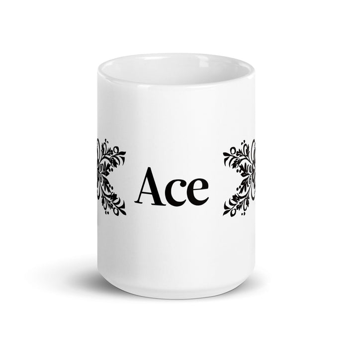 Ace Exclusive Name Art Piece Home Office Work Coffee Mug Mexican Spanish Pride Gift Cup One - Of - A - Kind Calligraphy White Glossy Mug | A13 - Mexicada