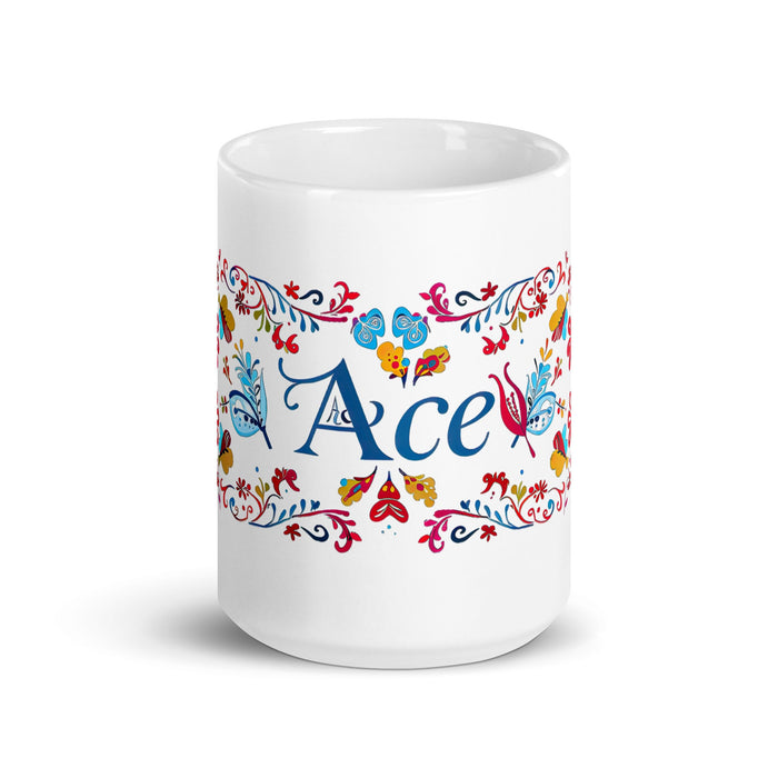 Ace Exclusive Name Art Piece Home Office Work Coffee Mug Mexican Spanish Pride Gift Cup One - Of - A - Kind Calligraphy White Glossy Mug | A14 - Mexicada