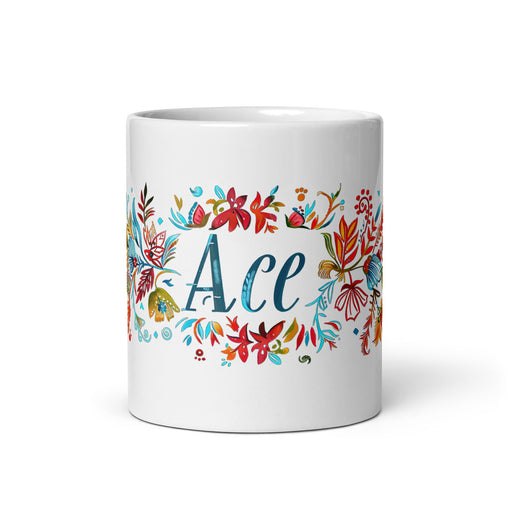 Ace Exclusive Name Art Piece Home Office Work Coffee Mug Mexican Spanish Pride Gift Cup One - Of - A - Kind Calligraphy White Glossy Mug | A16 - Mexicada