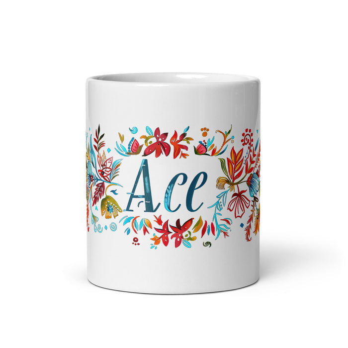 Ace Exclusive Name Art Piece Home Office Work Coffee Mug Mexican Spanish Pride Gift Cup One - Of - A - Kind Calligraphy White Glossy Mug | A16 - Mexicada