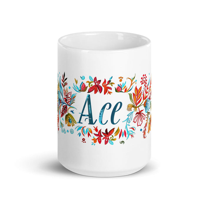 Ace Exclusive Name Art Piece Home Office Work Coffee Mug Mexican Spanish Pride Gift Cup One - Of - A - Kind Calligraphy White Glossy Mug | A16 - Mexicada