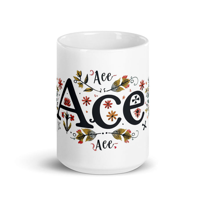 Ace Exclusive Name Art Piece Home Office Work Coffee Mug Mexican Spanish Pride Gift Cup One - Of - A - Kind Calligraphy White Glossy Mug | A17 - Mexicada