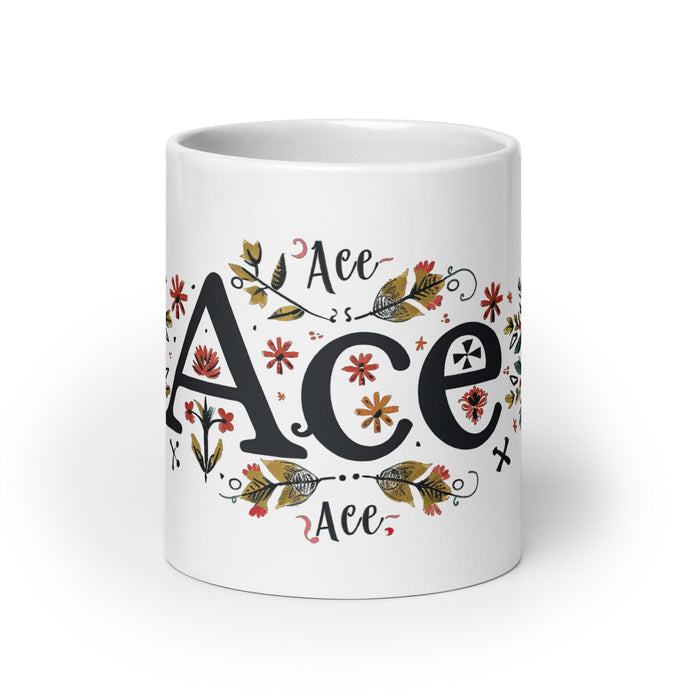 Ace Exclusive Name Art Piece Home Office Work Coffee Mug Mexican Spanish Pride Gift Cup One - Of - A - Kind Calligraphy White Glossy Mug | A17 - Mexicada