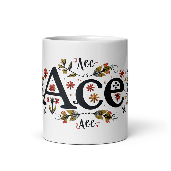 Ace Exclusive Name Art Piece Home Office Work Coffee Mug Mexican Spanish Pride Gift Cup One - Of - A - Kind Calligraphy White Glossy Mug | A17 - Mexicada