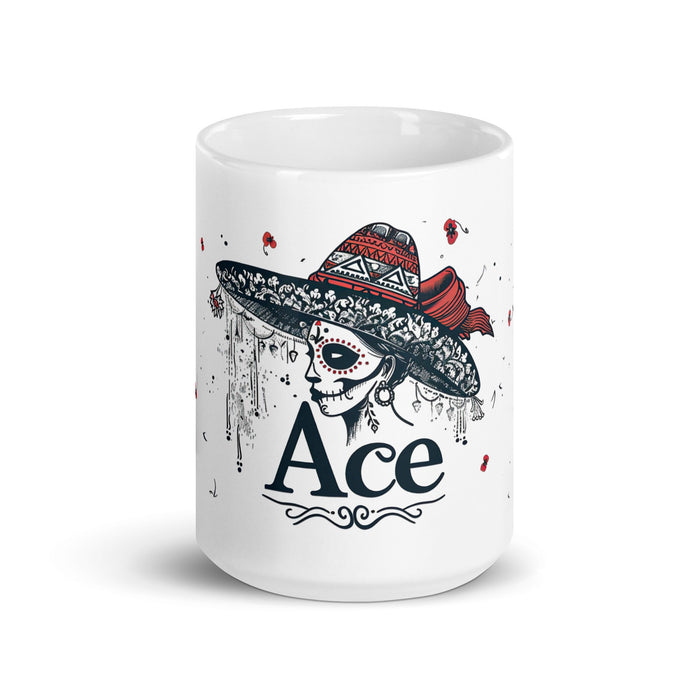 Ace Exclusive Name Art Piece Home Office Work Coffee Mug Mexican Spanish Pride Gift Cup One - Of - A - Kind Calligraphy White Glossy Mug | A18 - Mexicada