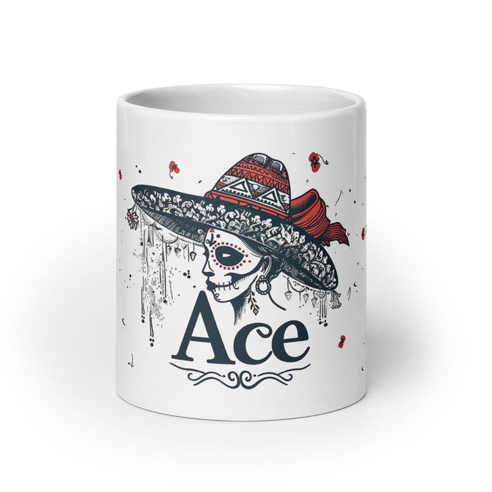 Ace Exclusive Name Art Piece Home Office Work Coffee Mug Mexican Spanish Pride Gift Cup One - Of - A - Kind Calligraphy White Glossy Mug | A18 - Mexicada