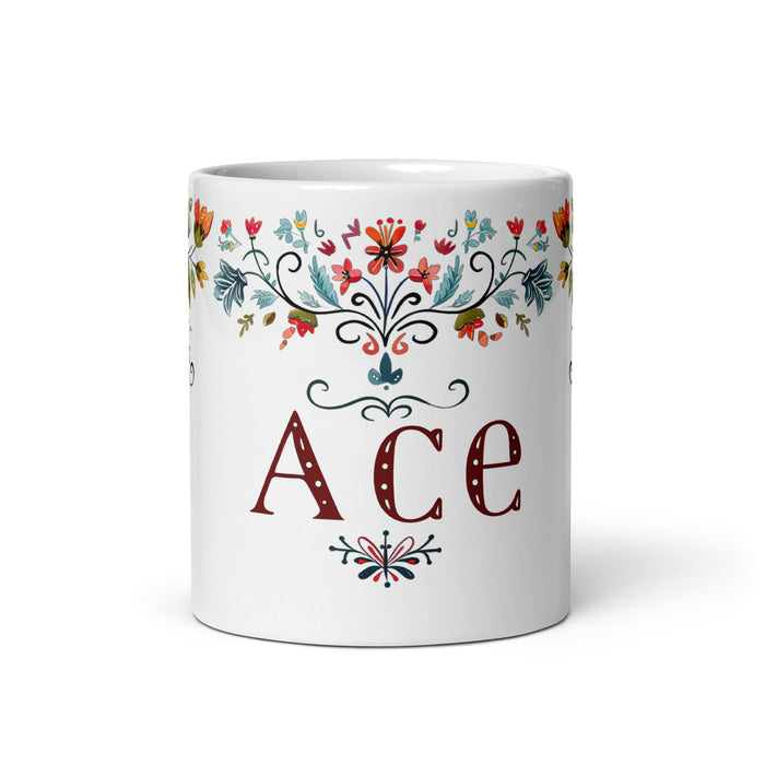 Ace Exclusive Name Art Piece Home Office Work Coffee Mug Mexican Spanish Pride Gift Cup One - Of - A - Kind Calligraphy White Glossy Mug | A21 - Mexicada