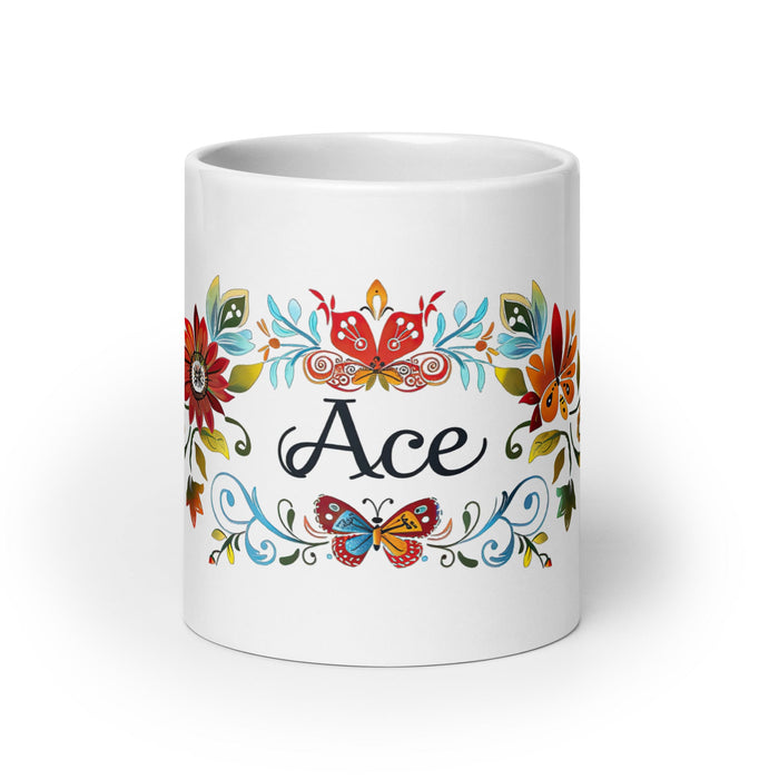 Ace Exclusive Name Art Piece Home Office Work Coffee Mug Mexican Spanish Pride Gift Cup One - Of - A - Kind Calligraphy White Glossy Mug | A22 - Mexicada