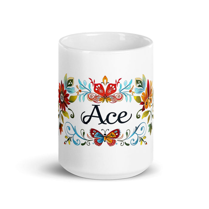 Ace Exclusive Name Art Piece Home Office Work Coffee Mug Mexican Spanish Pride Gift Cup One-Of-A-Kind Calligraphy White Glossy Mug | A22 Mexicada