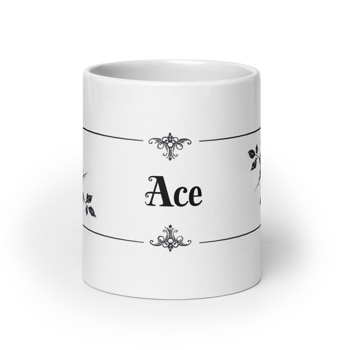 Ace Exclusive Name Art Piece Home Office Work Coffee Mug Mexican Spanish Pride Gift Cup One - Of - A - Kind Calligraphy White Glossy Mug | A24 - Mexicada