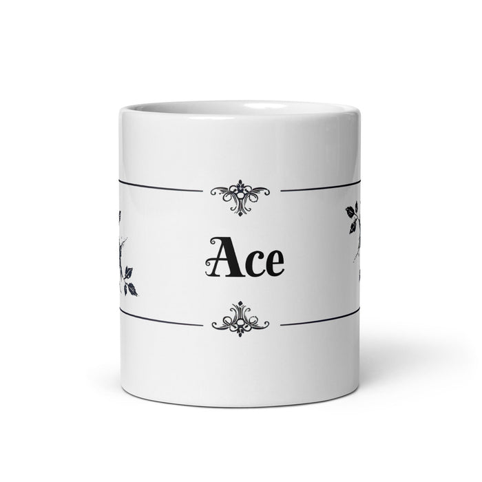 Ace Exclusive Name Art Piece Home Office Work Coffee Mug Mexican Spanish Pride Gift Cup One - Of - A - Kind Calligraphy White Glossy Mug | A24 - Mexicada