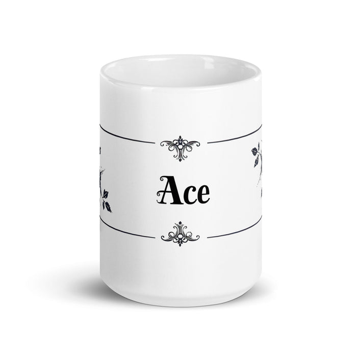 Ace Exclusive Name Art Piece Home Office Work Coffee Mug Mexican Spanish Pride Gift Cup One - Of - A - Kind Calligraphy White Glossy Mug | A24 - Mexicada