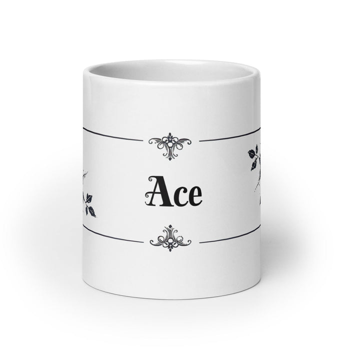 Ace Exclusive Name Art Piece Home Office Work Coffee Mug Mexican Spanish Pride Gift Cup One-Of-A-Kind Calligraphy White Glossy Mug | A24 Mexicada