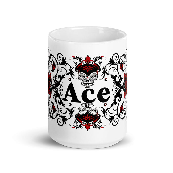 Ace Exclusive Name Art Piece Home Office Work Coffee Mug Mexican Spanish Pride Gift Cup One - Of - A - Kind Calligraphy White Glossy Mug | A25 - Mexicada