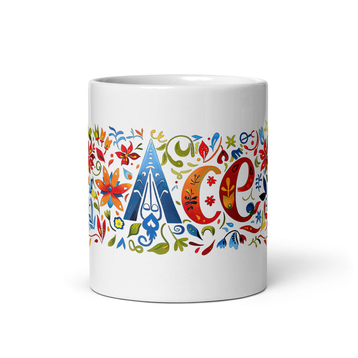 Ace Exclusive Name Art Piece Home Office Work Coffee Mug Mexican Spanish Pride Gift Cup One - Of - A - Kind Calligraphy White Glossy Mug | A27 - Mexicada