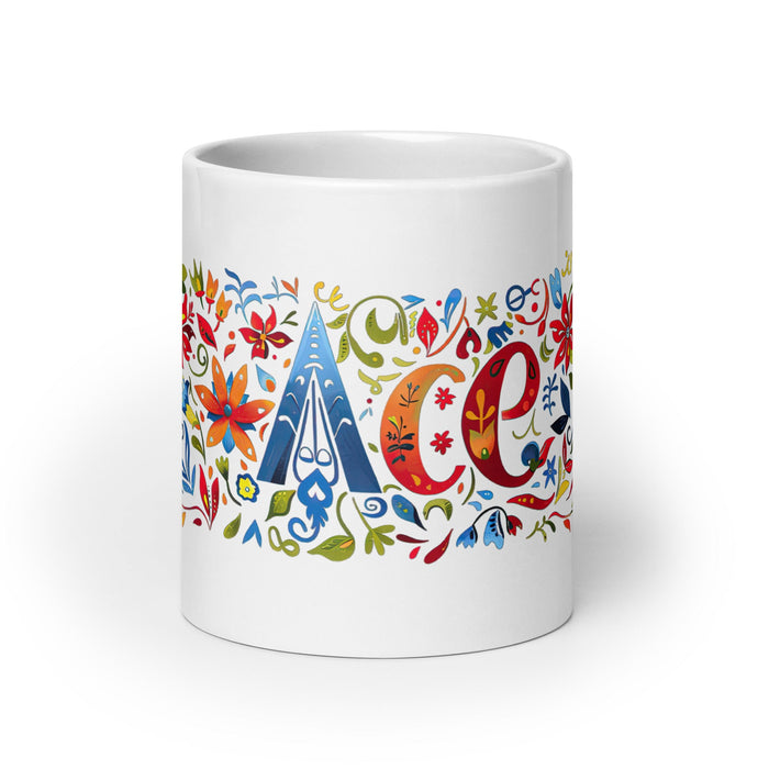 Ace Exclusive Name Art Piece Home Office Work Coffee Mug Mexican Spanish Pride Gift Cup One - Of - A - Kind Calligraphy White Glossy Mug | A27 - Mexicada