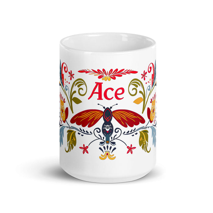 Ace Exclusive Name Art Piece Home Office Work Coffee Mug Mexican Spanish Pride Gift Cup One - Of - A - Kind Calligraphy White Glossy Mug | A3 - Mexicada