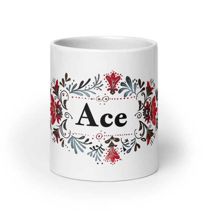 Ace Exclusive Name Art Piece Home Office Work Coffee Mug Mexican Spanish Pride Gift Cup One - Of - A - Kind Calligraphy White Glossy Mug | A4 - Mexicada