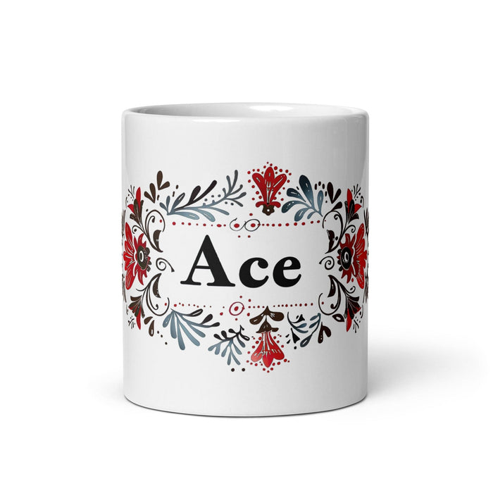 Ace Exclusive Name Art Piece Home Office Work Coffee Mug Mexican Spanish Pride Gift Cup One-Of-A-Kind Calligraphy White Glossy Mug | A4 Mexicada