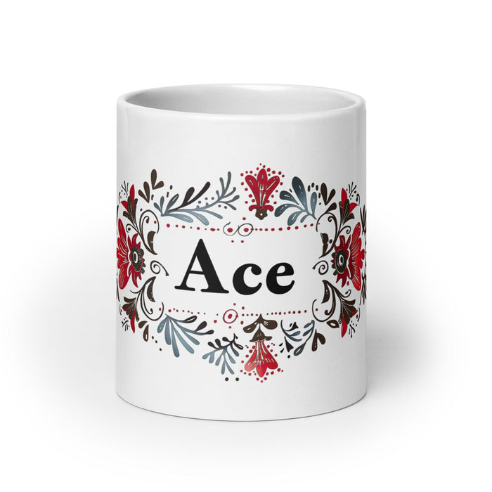 Ace Exclusive Name Art Piece Home Office Work Coffee Mug Mexican Spanish Pride Gift Cup One-Of-A-Kind Calligraphy White Glossy Mug | A4 Mexicada