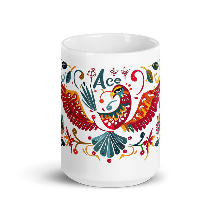 Ace Exclusive Name Art Piece Home Office Work Coffee Mug Mexican Spanish Pride Gift Cup One - Of - A - Kind Calligraphy White Glossy Mug | A5 - Mexicada