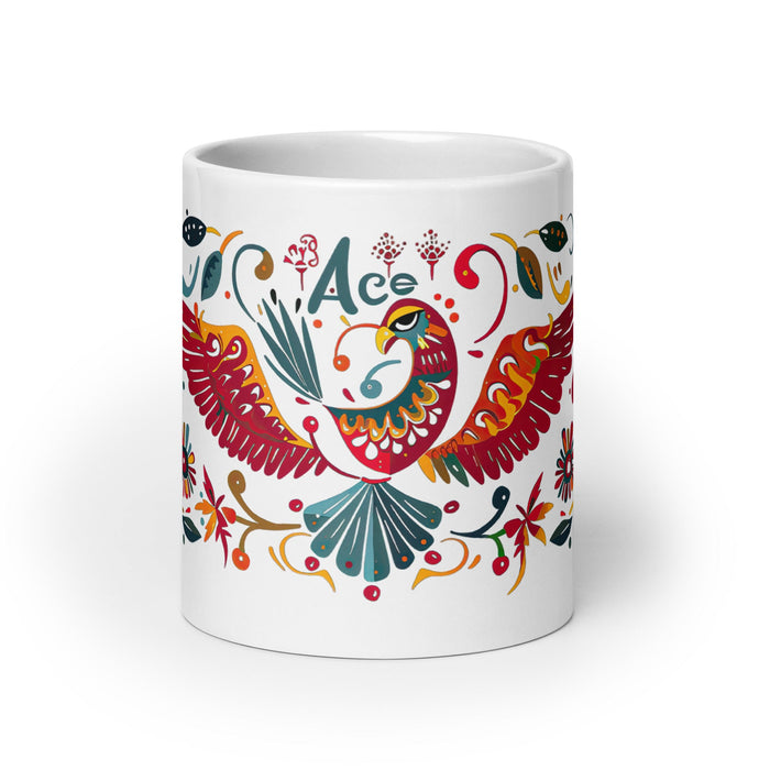 Ace Exclusive Name Art Piece Home Office Work Coffee Mug Mexican Spanish Pride Gift Cup One - Of - A - Kind Calligraphy White Glossy Mug | A5 - Mexicada